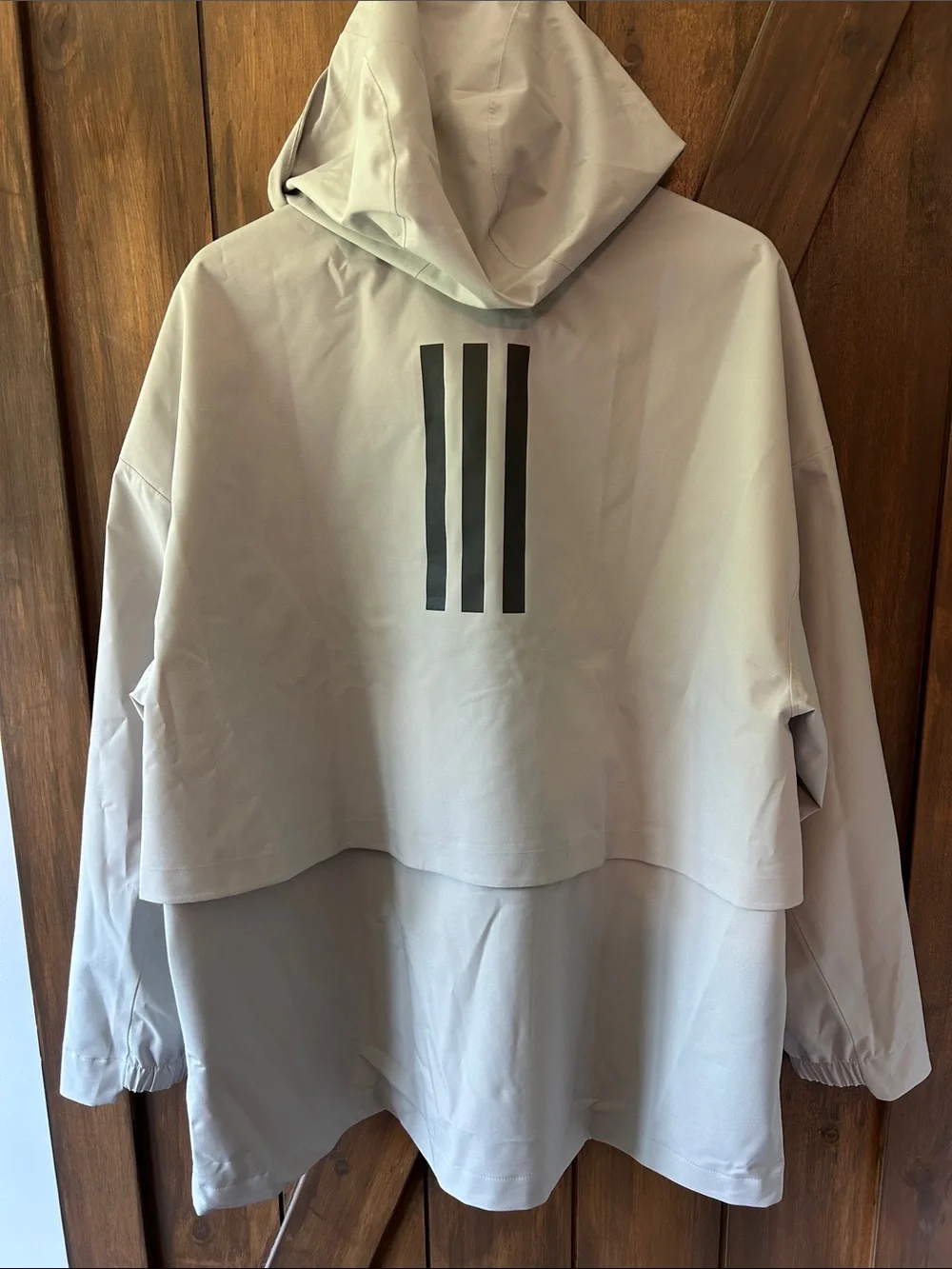 Adidas Light Gray Men's Waterproof Hooded Raincoat XL